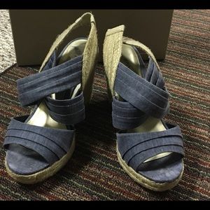 Denim strap wedge women’s sandal size 8 1/2